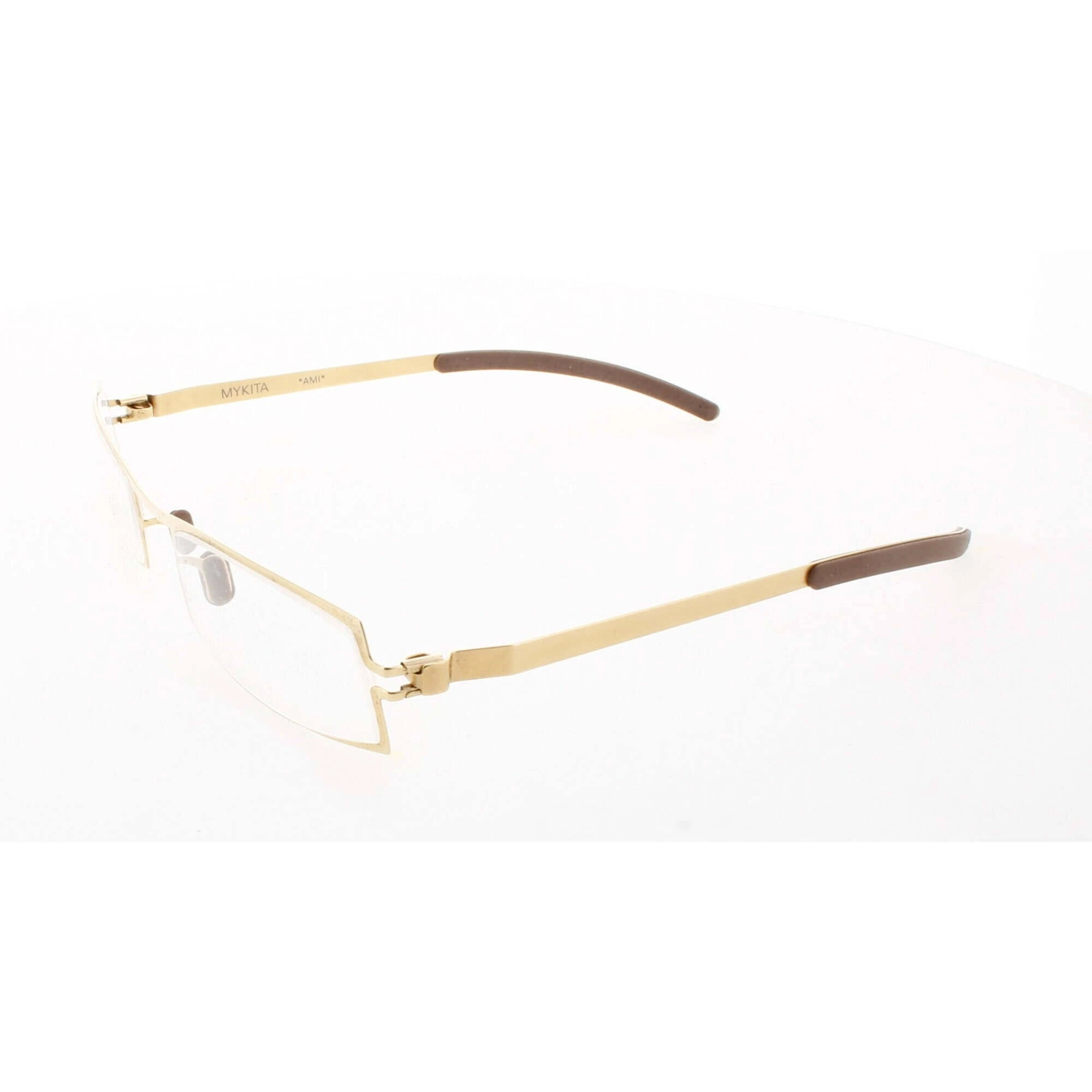 Mykita Unisex Eyeglasses - Gold Tone Rectangular Metal Frame | NO1-AMI-GOLD 003