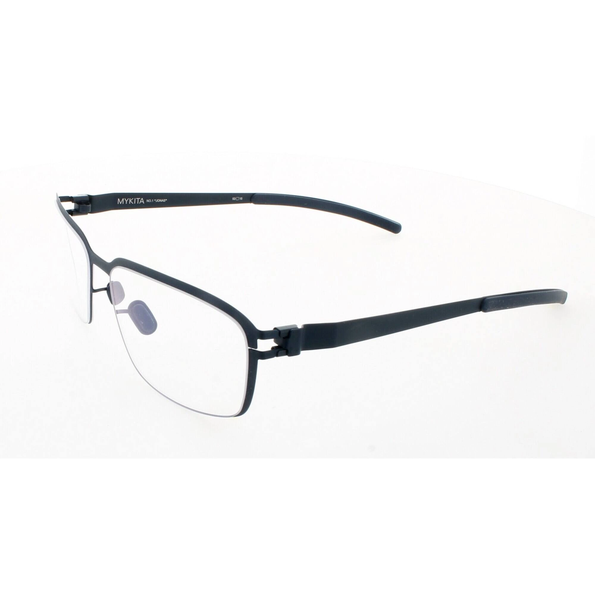 Mykita Unisex Eyeglasses - Navy Metal Rectangular Full Rim Frame | NO1-JONAS-NAVY 084
