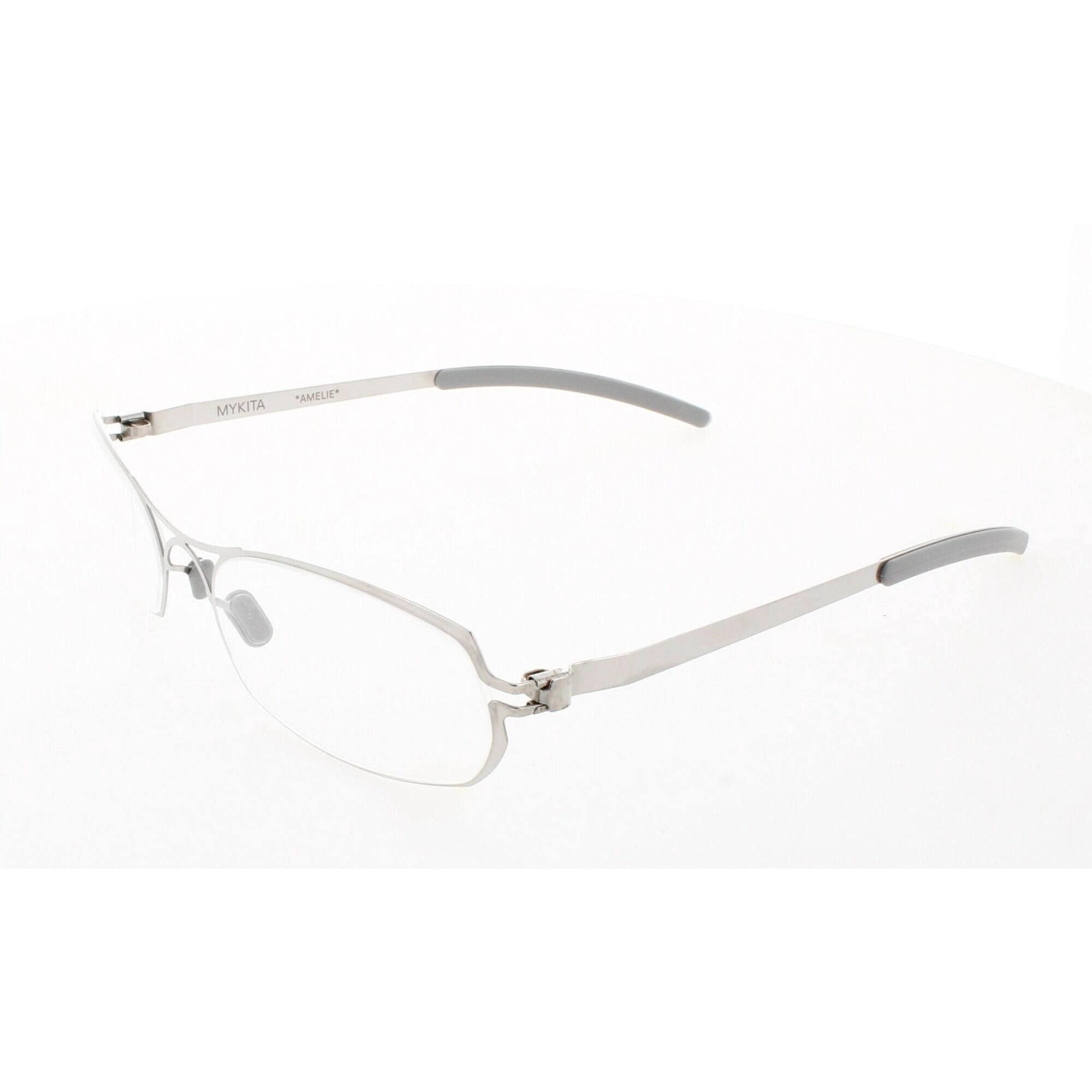 Mykita Unisex Eyeglasses - Silver Metal Rectangular Shape Frame | AMELIE-SILVER-DEMO