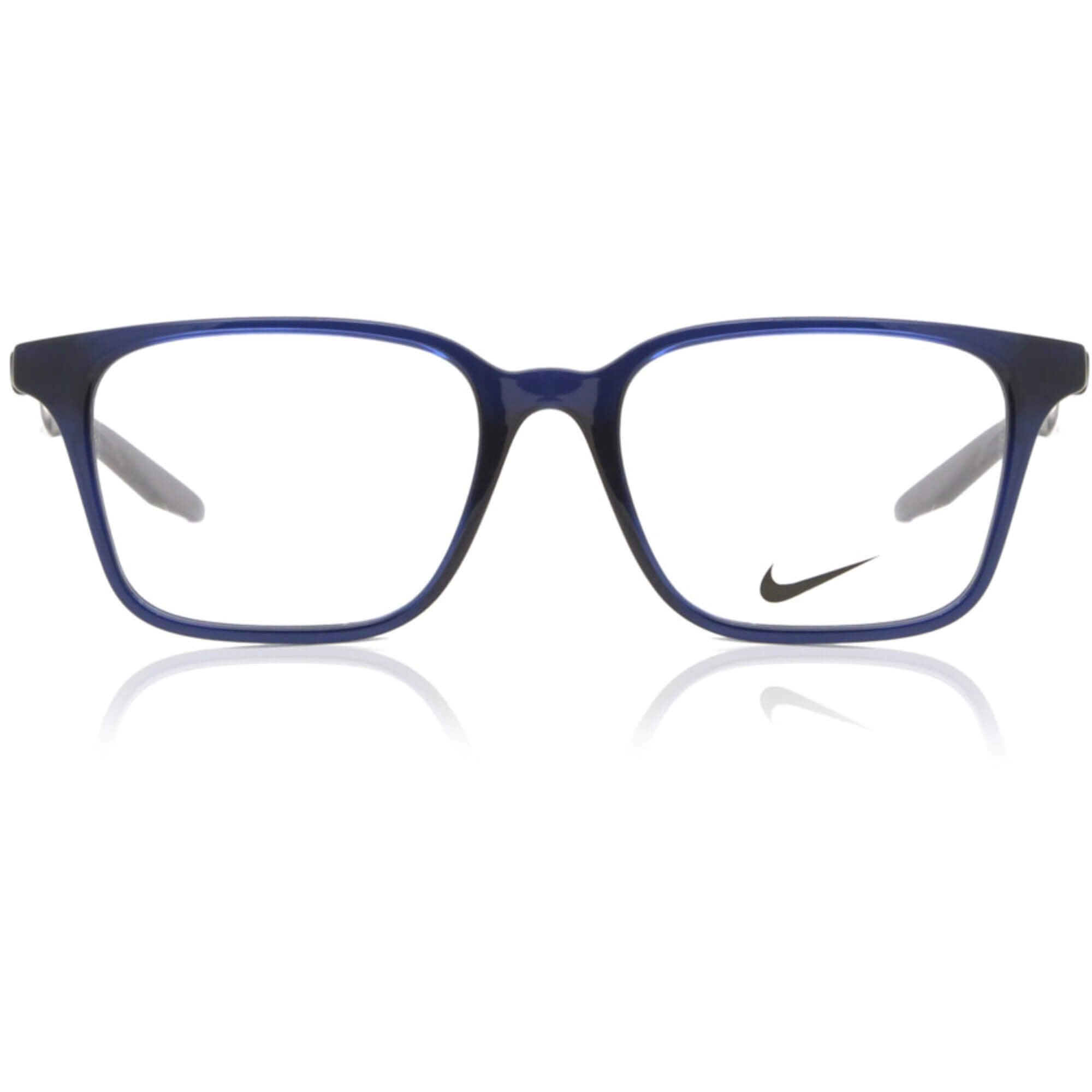 Nike Unisex Eyeglasses - Midnight Navy Plastic Square Frame Demo Lens | NIKE 5018 403