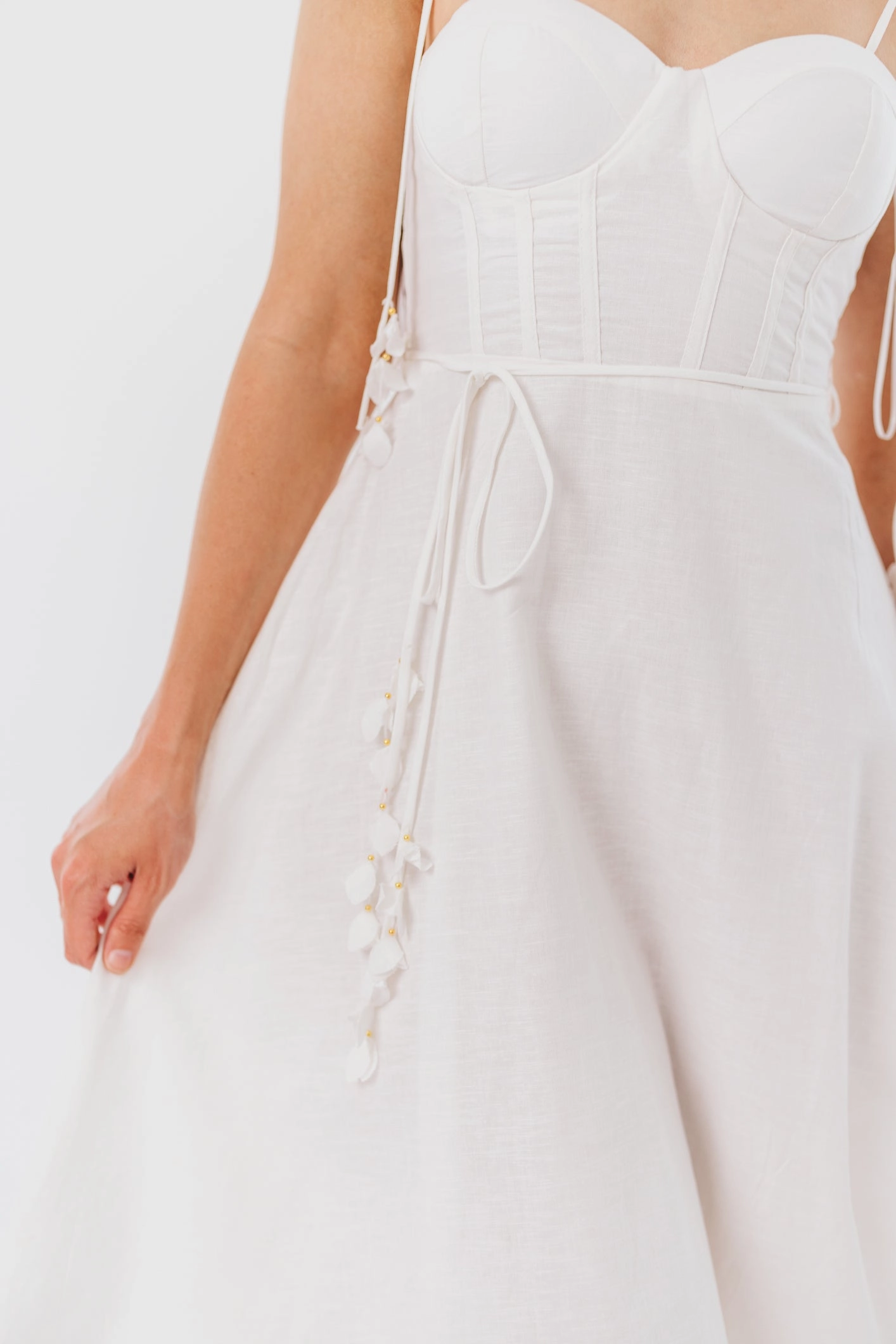 Norma Jean Bustier-Style Midi Dress in White