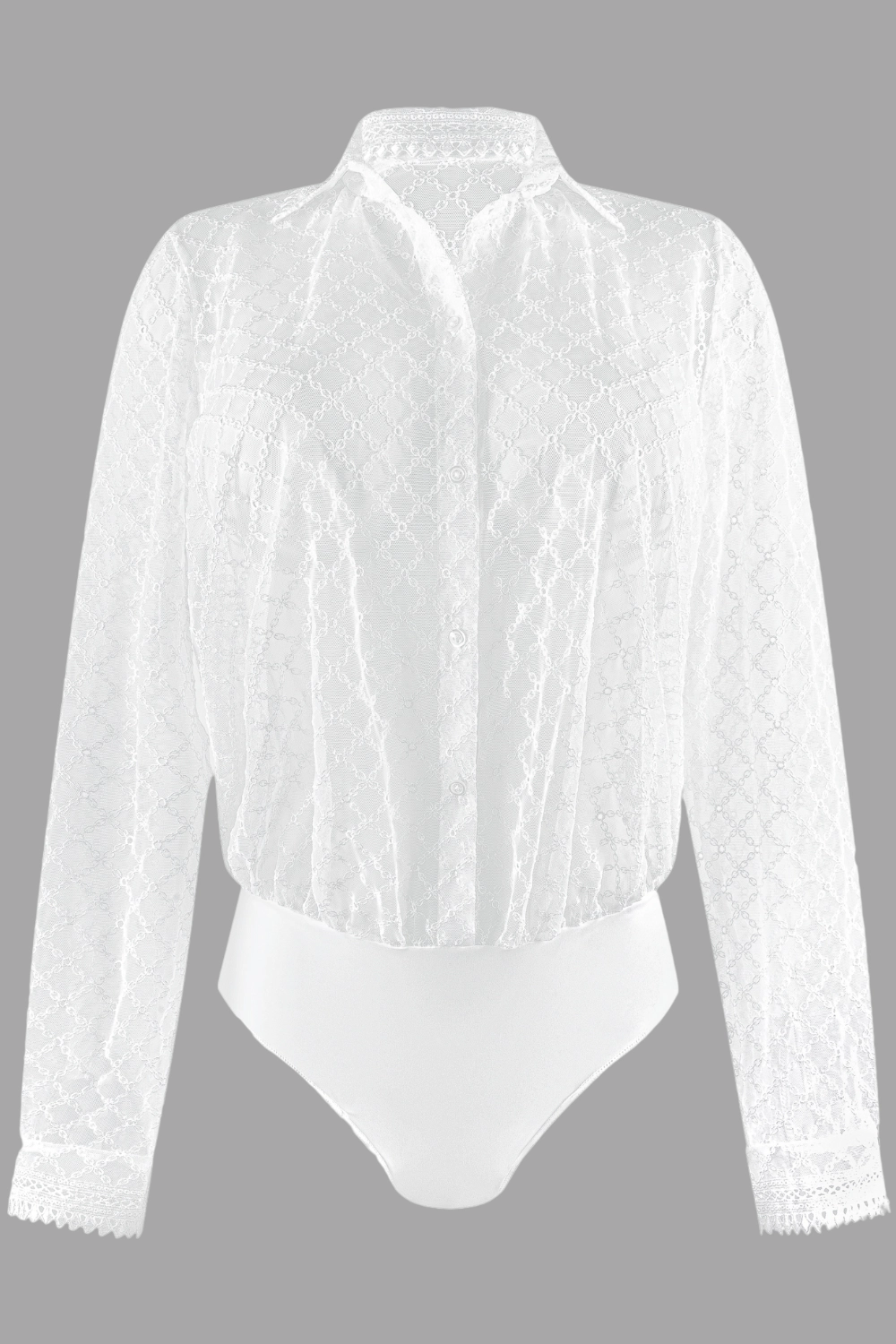 Paco Embroidery Blouse Bodysuit White