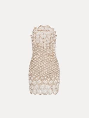 Pearl Embroidered Scallop Dress