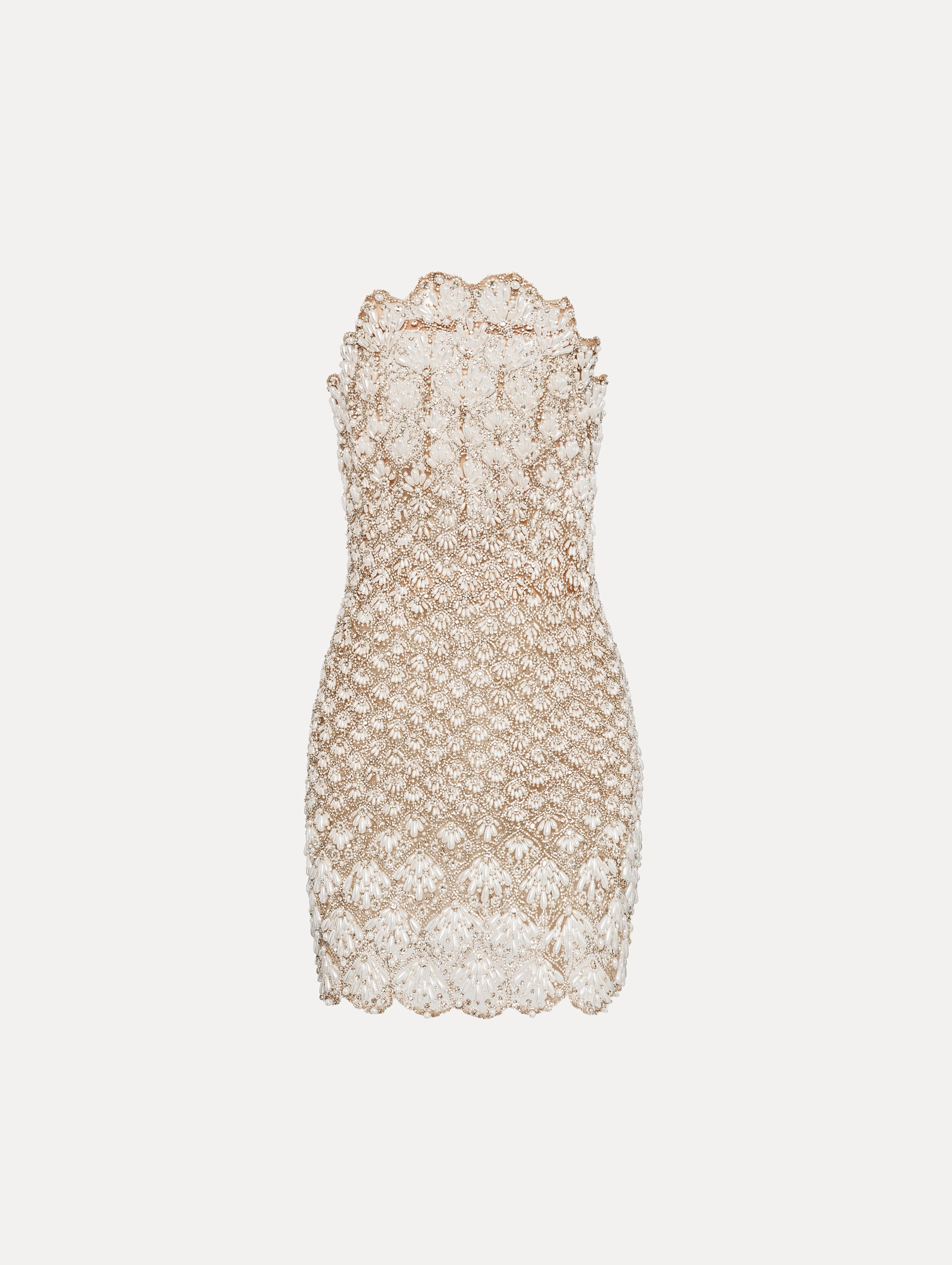 Pearl Embroidered Scallop Dress