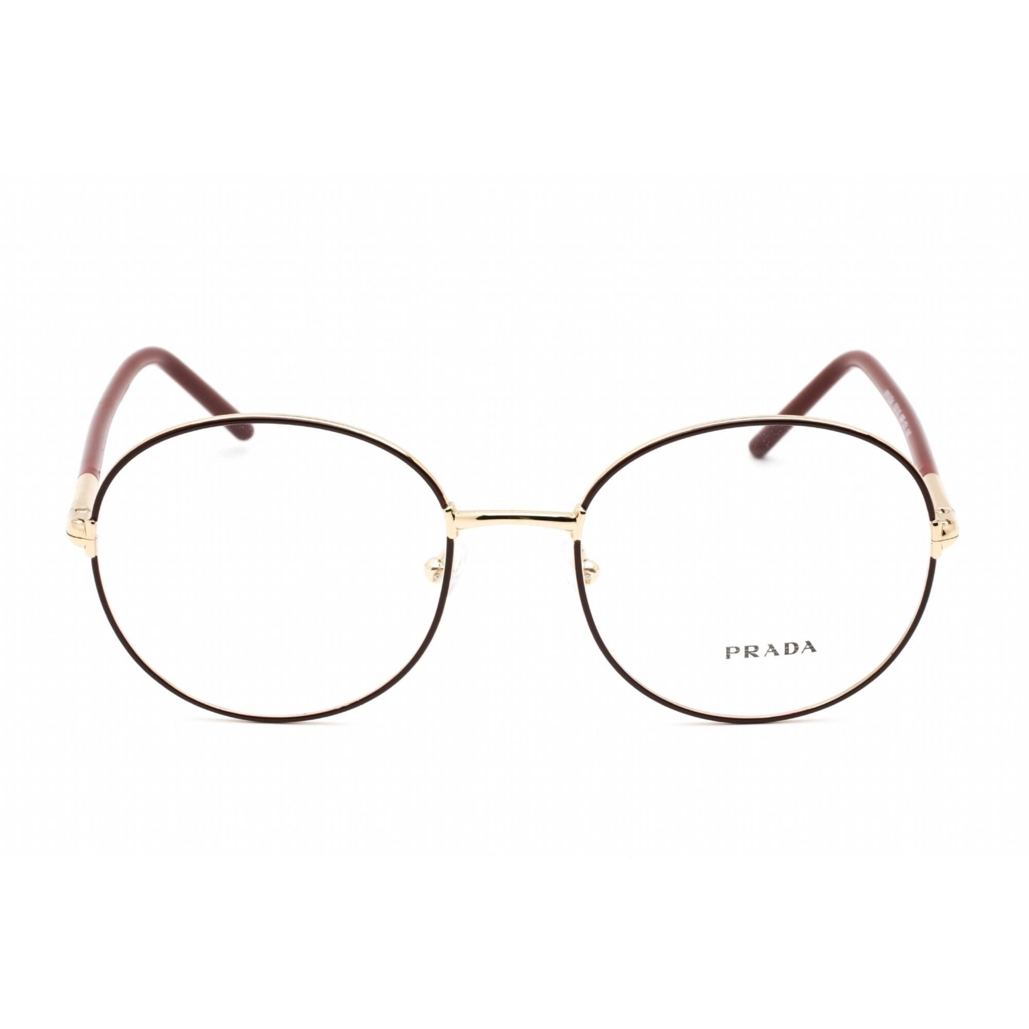 Prada Women's Eyeglasses - Round Pale Gold/Bordeaux Metal Frame | 0PR 55WV 09P1O1