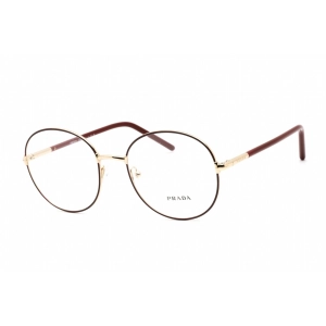 Prada Women's Eyeglasses - Round Pale Gold/Bordeaux Metal Frame | 0PR 55WV 09P1O1