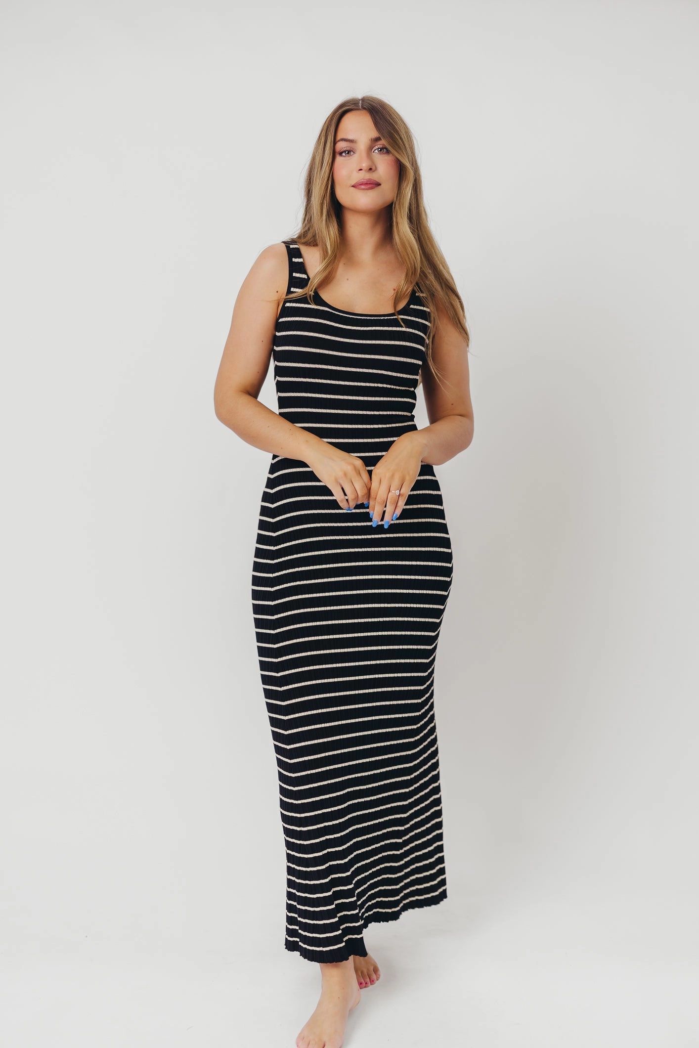 Scarlett Tank Maxi Dress in Black/Cream