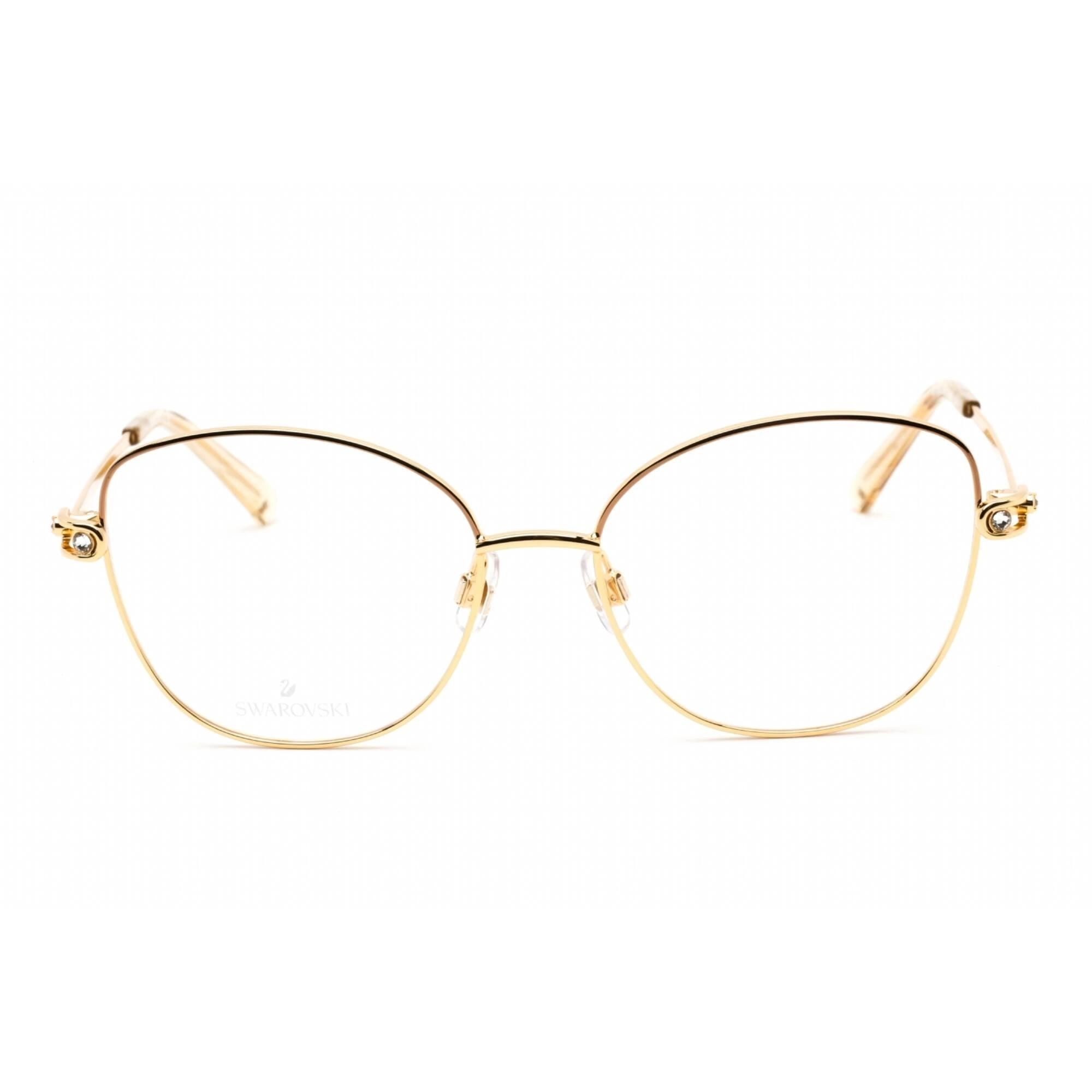 Swarovski Unisex Eyeglasses - Butterfly Shape Shiny Deep Gold Metal Frame | SK5398 030