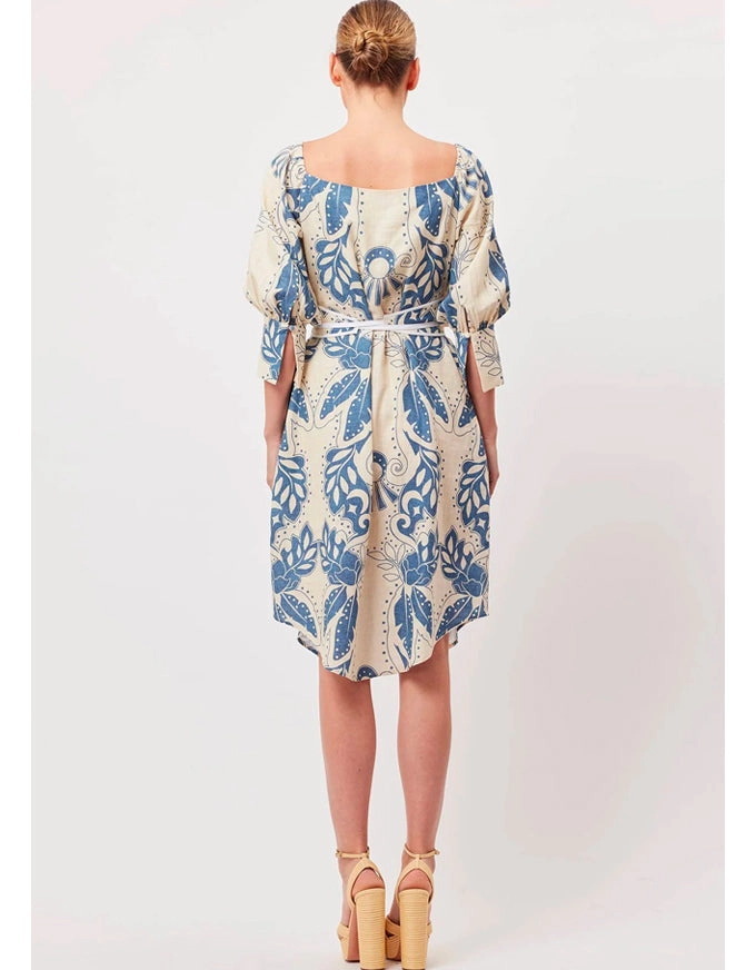 Templo Linen Off Shoulder Midi Dress