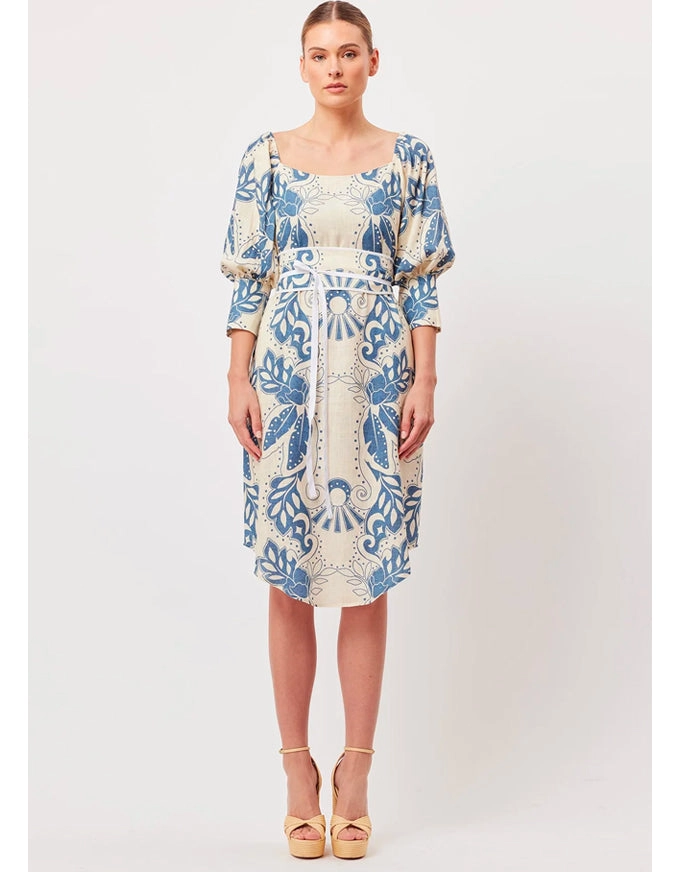 Templo Linen Off Shoulder Midi Dress