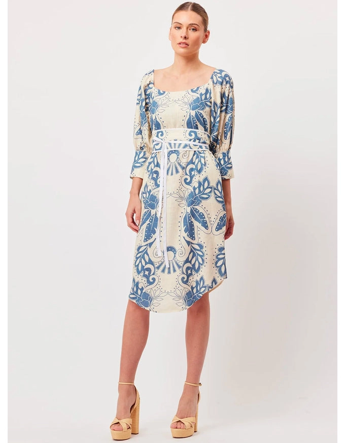 Templo Linen Off Shoulder Midi Dress
