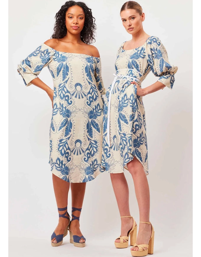 Templo Linen Off Shoulder Midi Dress