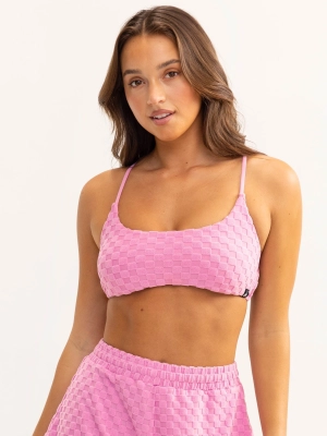Terry Towelling Sports Crop - Musk Pink