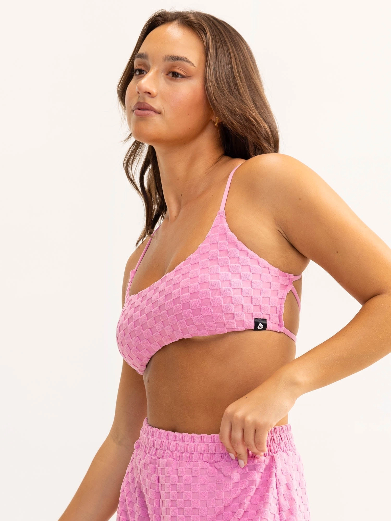 Terry Towelling Sports Crop - Musk Pink