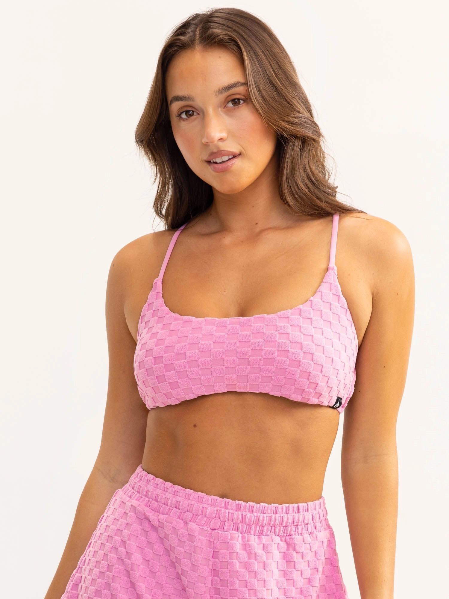 Terry Towelling Sports Crop - Musk Pink