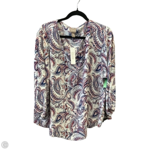 Top Long Sleeve By Chicos In Blue & Red & White, Size: Xxl