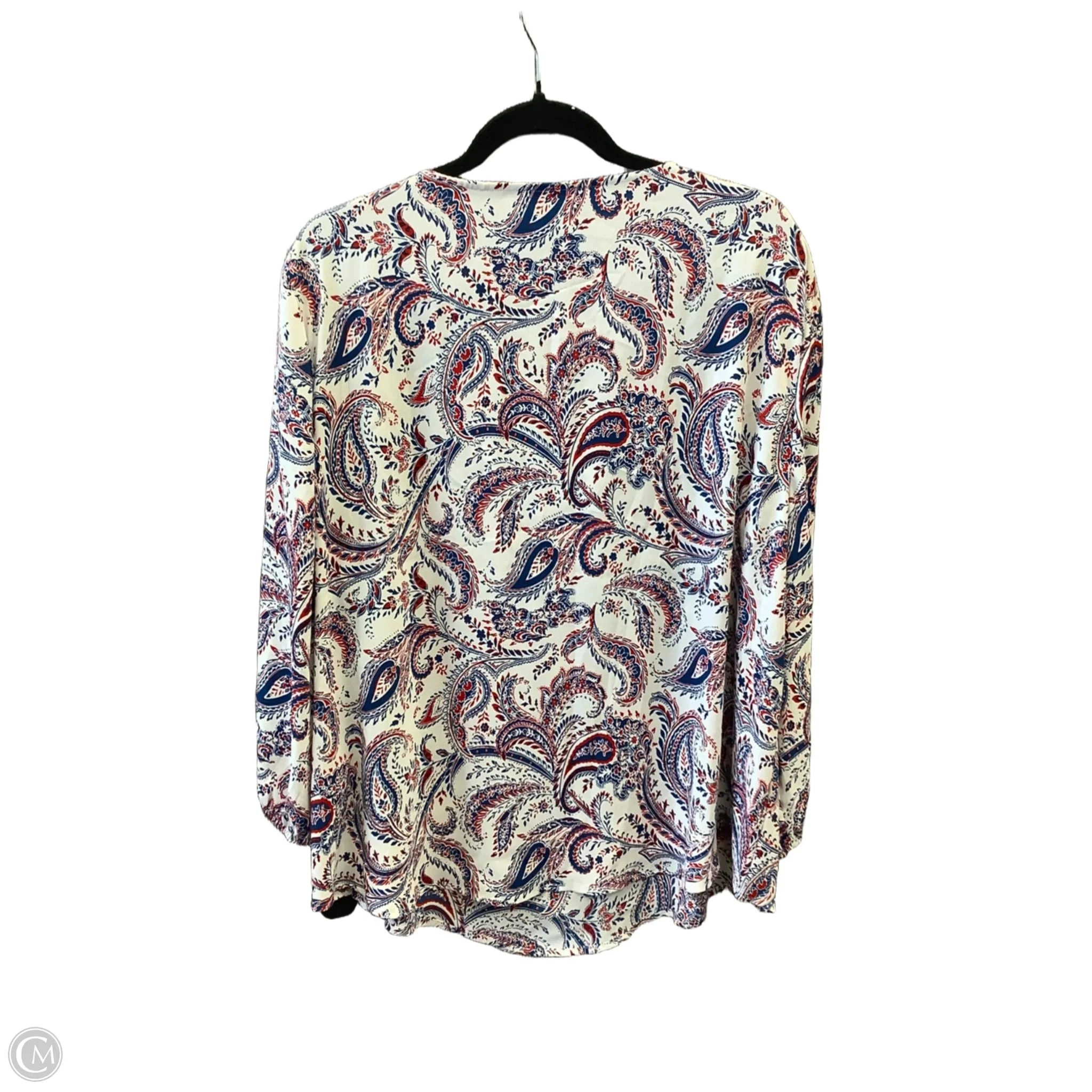 Top Long Sleeve By Chicos In Blue & Red & White, Size: Xxl