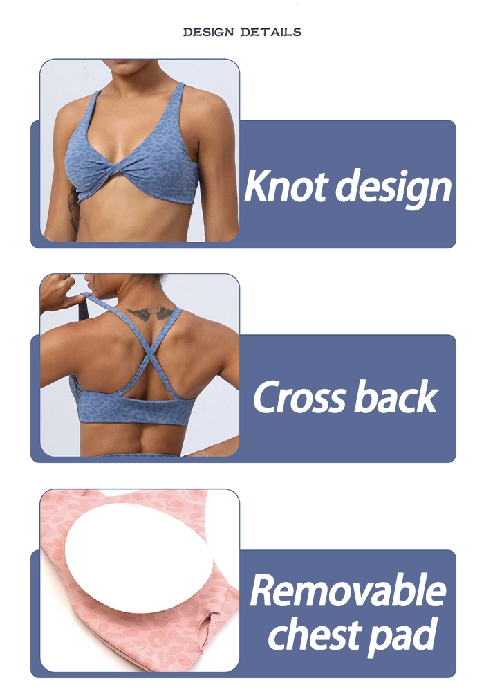 Twist Leopard Print Yoga Sports Bra