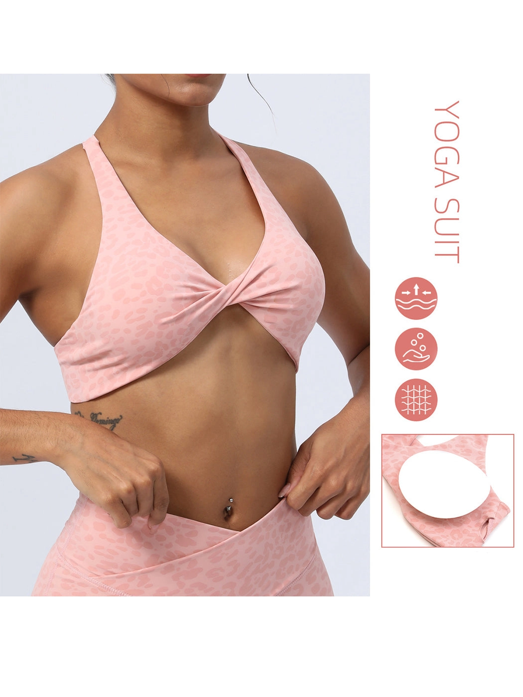 Twist Leopard Print Yoga Sports Bra