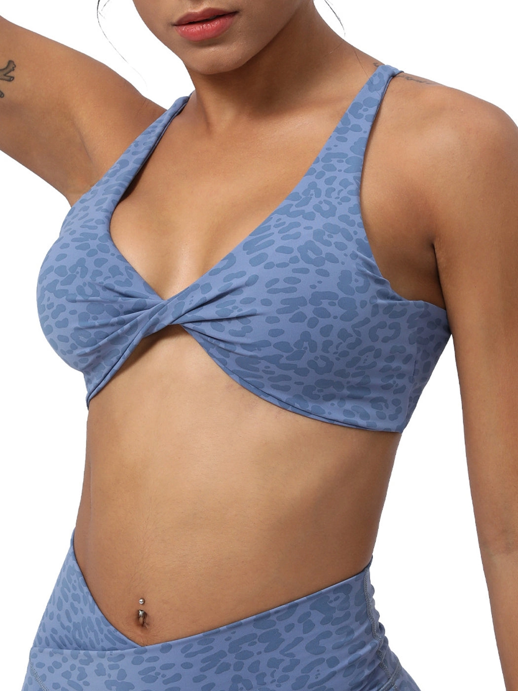 Twist Leopard Print Yoga Sports Bra