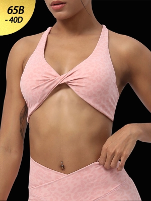 Twist Leopard Print Yoga Sports Bra