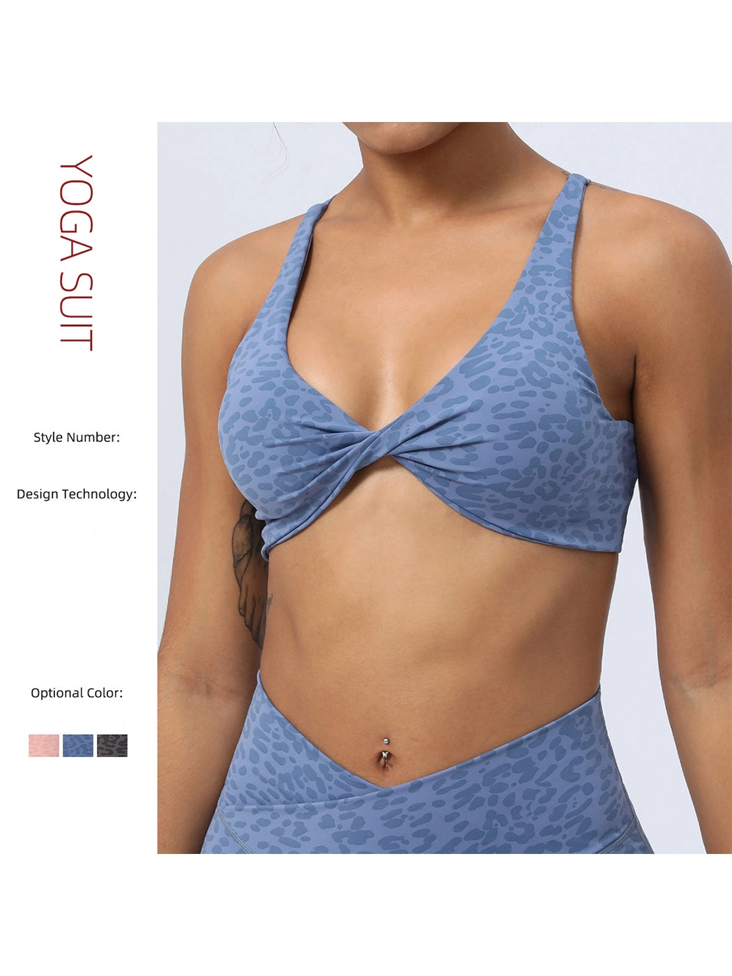 Twist Leopard Print Yoga Sports Bra