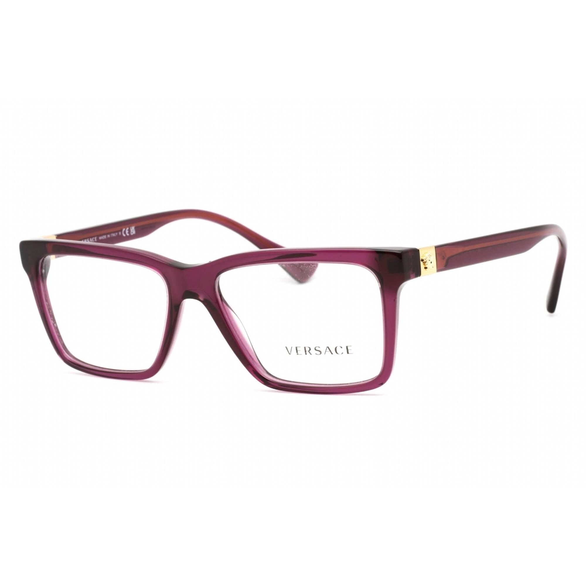 Versace Unisex Eyeglasses - Rectangular Transparent Plum Plastic Frame | 0VE3328 5390