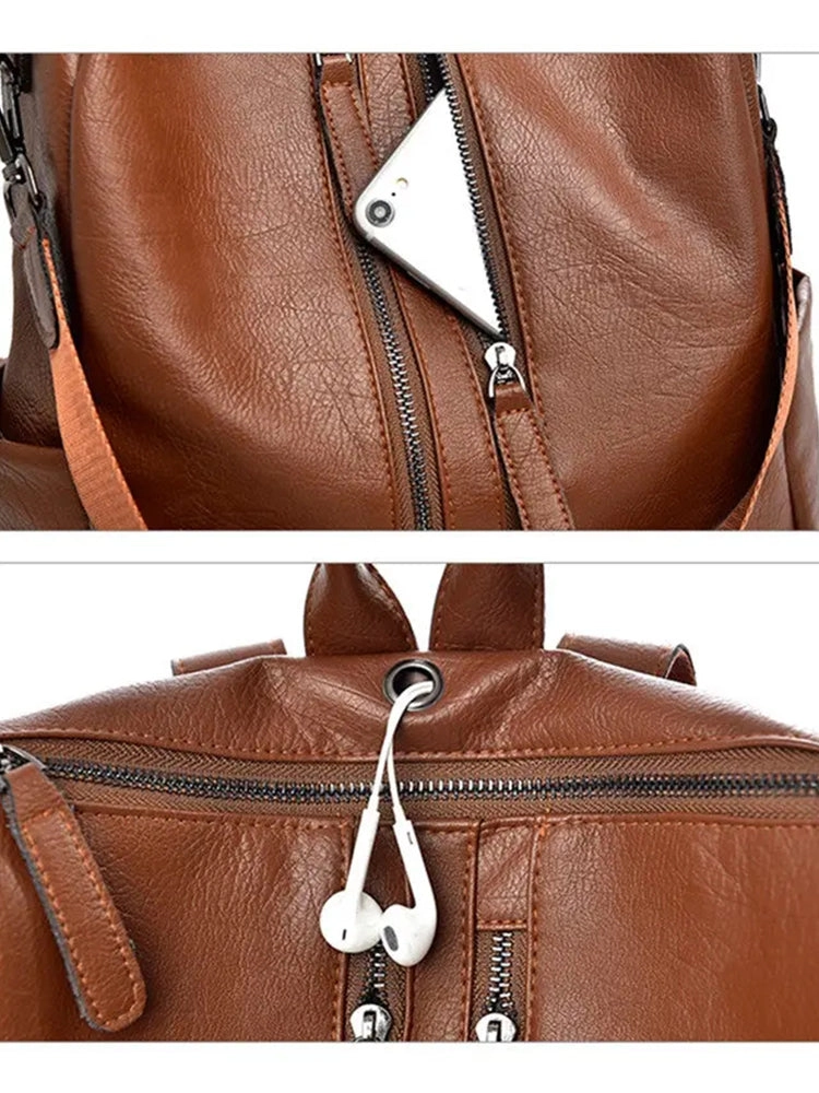 Women's PU Leather Backpack Travel Handbag Rucksack Backpack Purse