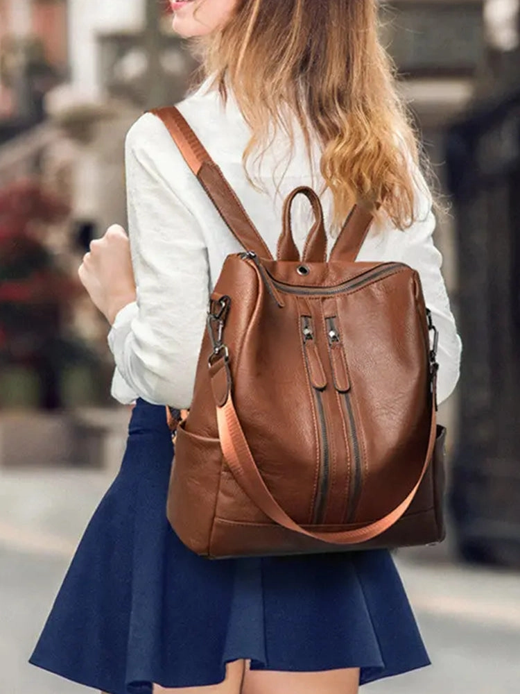 Women's PU Leather Backpack Travel Handbag Rucksack Backpack Purse