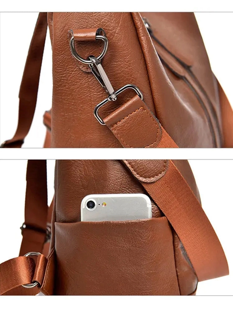 Women's PU Leather Backpack Travel Handbag Rucksack Backpack Purse