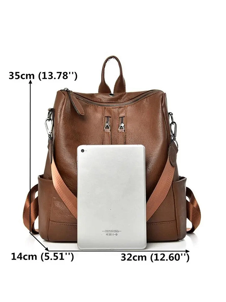 Women's PU Leather Backpack Travel Handbag Rucksack Backpack Purse